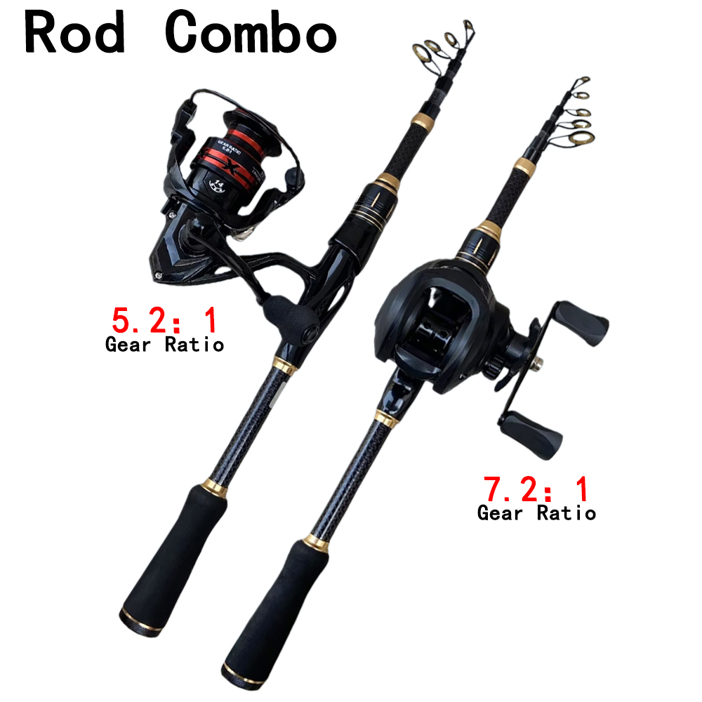 Spincast Reel - Telescopische Baitcasting Hengelset 1.8m-2.1m Aas WT.3-25g